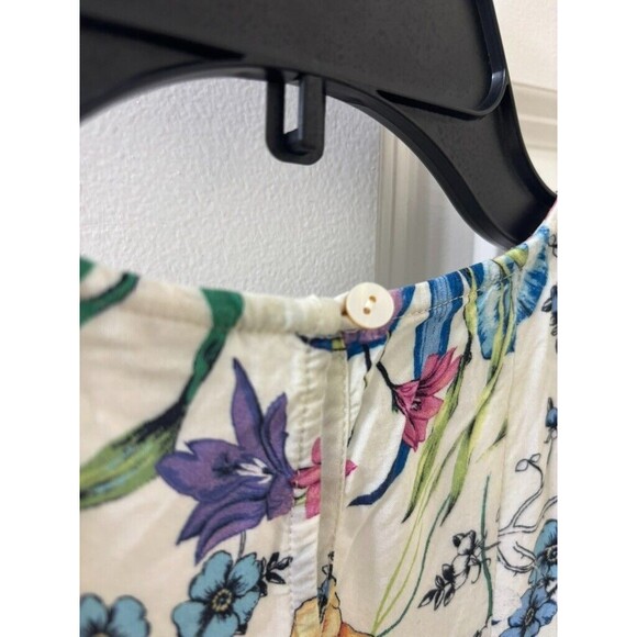 J. Jill Women’s XL Pleated Dress Floral Multi Color White Pockets A-Line Spring - Picture 9 of 15